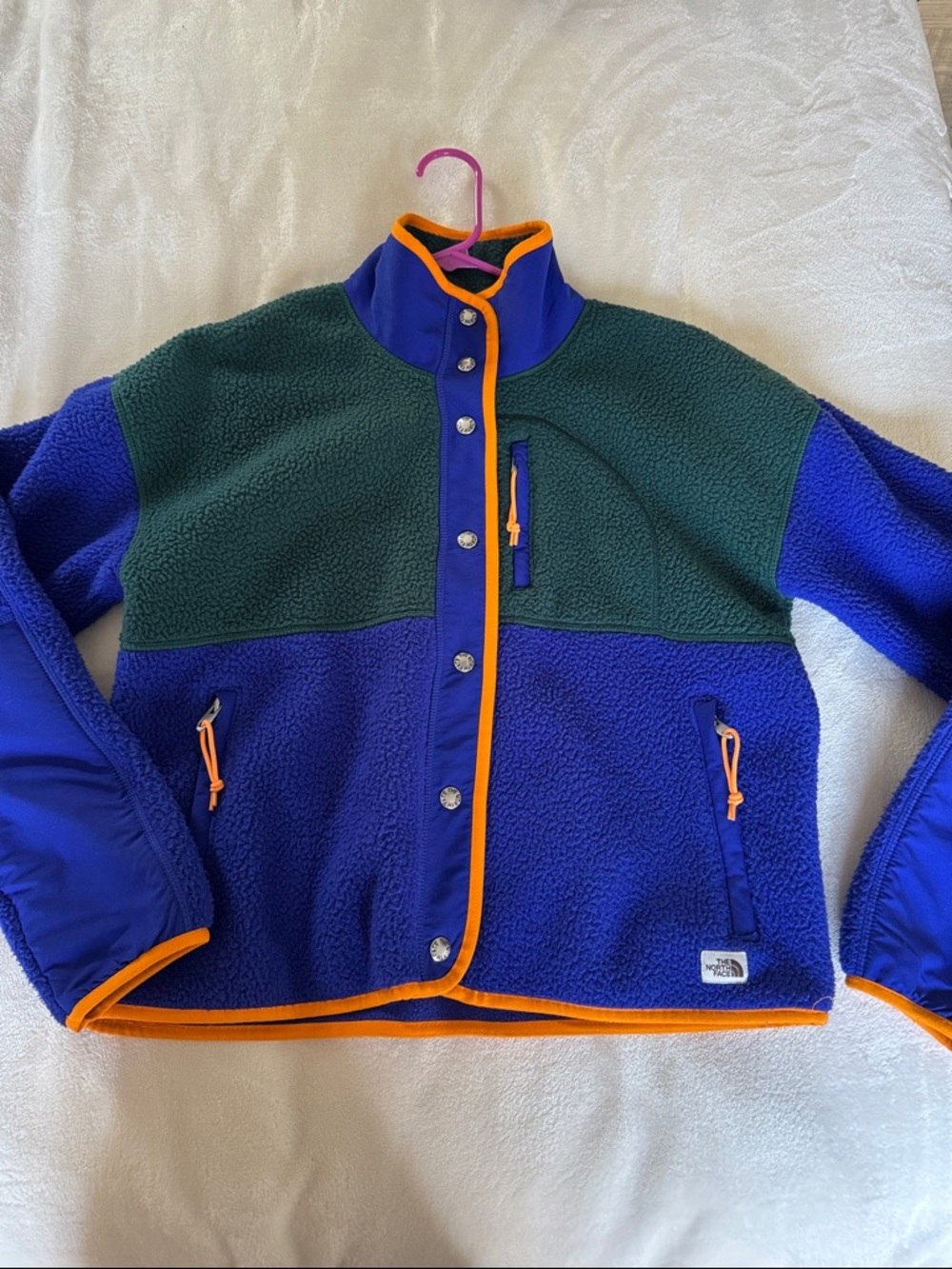 The North Face Colorblock Fleece Jacket - Forest Green & Royal Blue